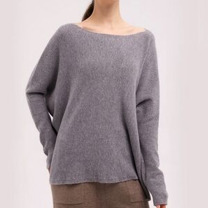 🆕 LIT Activewear Oversized Round Neck Cashmere Sweater in Coconut Grey